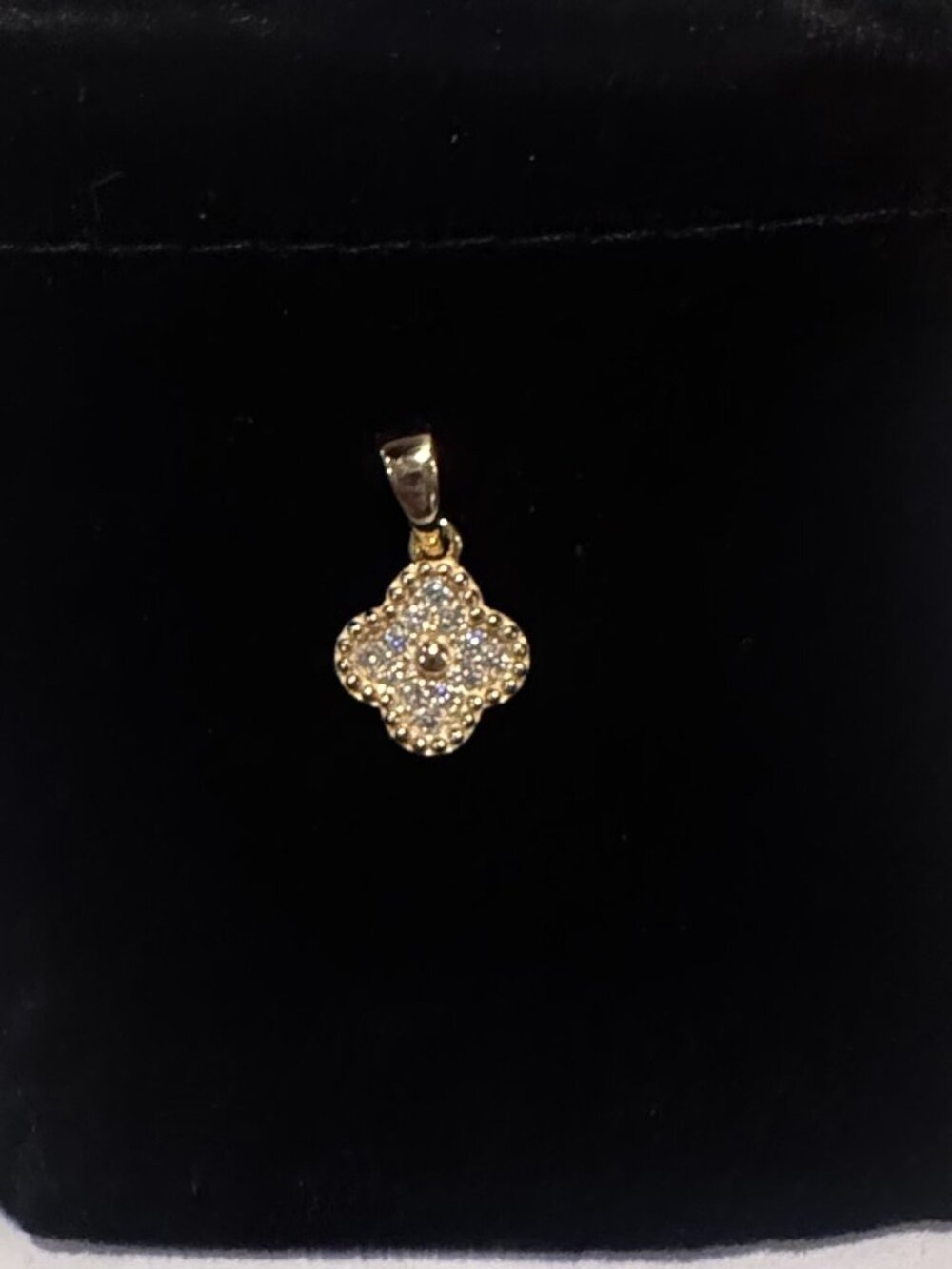 Gold Clover Moissanite Pendant